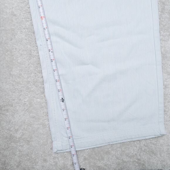 H&M Light Blue White Pinstripe Wide Leg Pull On Pants Womens Size M NWT - Picture 7 of 16